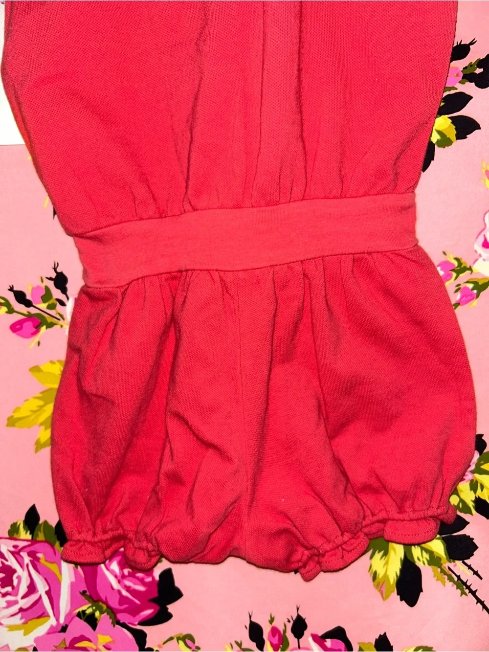 Ralph Lauren baby romper sunsuit tie shoulder rust orange y2k  vintage 12 mo
